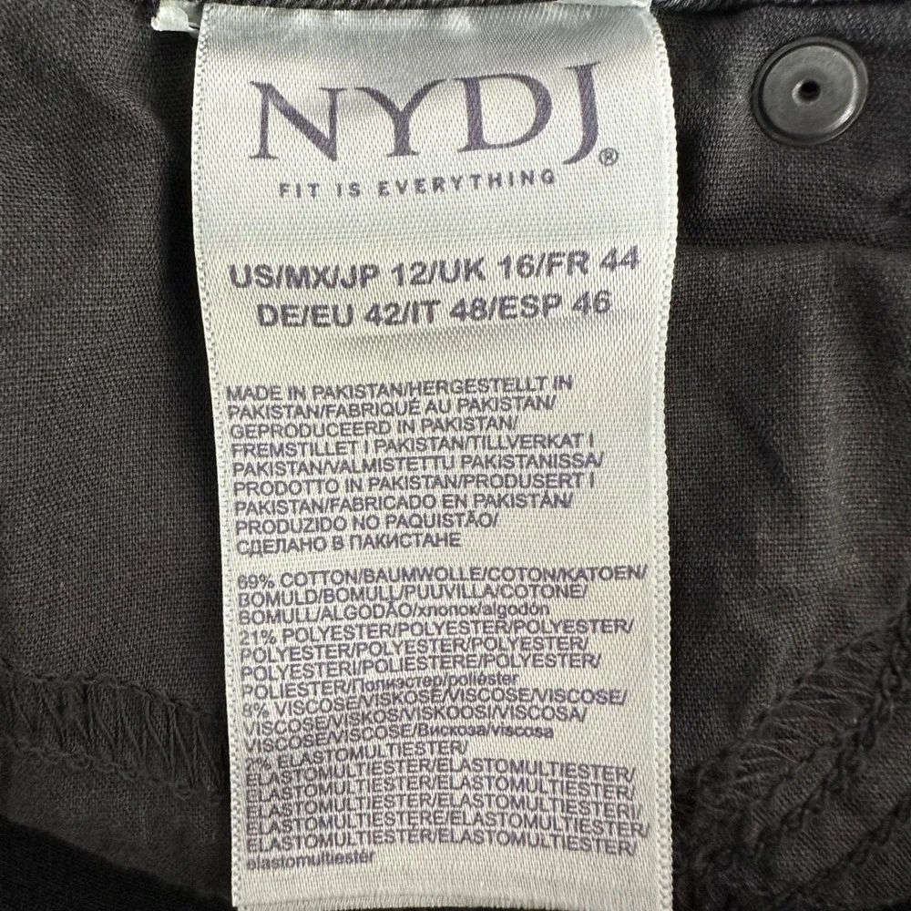 NYDJ Marilyn Straight Jeans Womens 12 Black Nightbreak Lift Tuck High Rise Denim